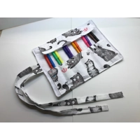 Back to school pencil case for kids, galaxy fabric pencil roll, cotton fabric stationary pouch, hand