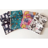 Cat roll up pencil case, green kids cotton pencil roll, pencil pouch