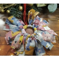 Cat mini rag wreath, cotton fabric home decoration, eco friendly , handmade in Yorkshire
