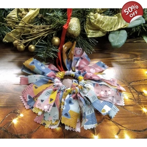 Cat mini rag wreath, cotton fabric home decoration, eco fr..