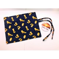 Fox Roll up pencil case, black cotton fabric pencil pouch