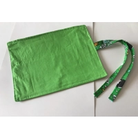 Green cartoon wow zap pencil case for kids, fabric pencil roll, cotton fabric stationary pouch, hand