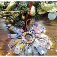 Cat mini rag wreath, cotton fabric home decoration, eco friendly , handmade in Yorkshire