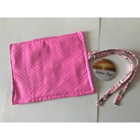 Pink cat roll up pencil case for kids, cats fabric pencil roll, fabric stationary pouch