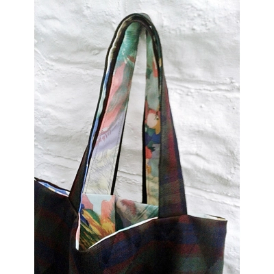 Shoulder Bag, Upcycled Wool Check Eco-Friendly Handmade Tote