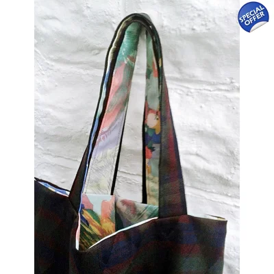 Shoulder Bag, Upcycled Wool Check Eco-Friendly Handmade Tote
