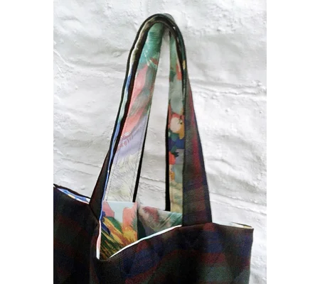 Shoulder Bag, Upcycled Wool Check Eco-Friendly Handmade Tote