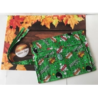 Green cartoon wow zap pencil case for kids, fabric pencil roll, cotton fabric stationary pouch, hand