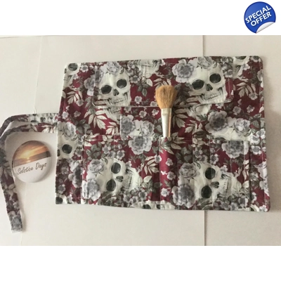 Handmade Gothic Skulls Make Up Brush Roll, Red Skull Goth ..