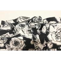 Black white roses Apron with pocket and tie waist, unlined cotton pinny