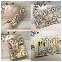 Handmade Black Floral Make Up Brush Roll, Crochet Hook Storage Case, Ideal Secret Santa letter box G