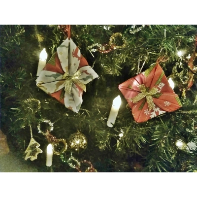 Christmas Tree Decoration, Folded Fabric Tree Ornament, Secret Santa, Stocking Filler, handmade in Y