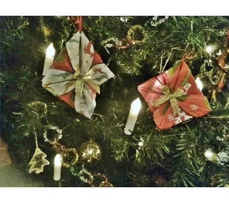Christmas Tree Decoration, Folded Fabric Tree Ornament, Secret Santa, Stocking Filler, handmade in Y