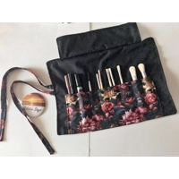 Handmade Black Floral Make Up Brush Roll, Crochet Hook Storage Case, Ideal Secret Santa letter box G