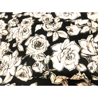 Black white roses Apron with pocket and tie waist, unlined cotton pinny