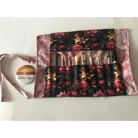 Handmade Black Floral Make Up Brush Roll Storage Case