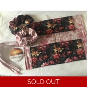 Handmade Black Floral Make Up Brush Roll Storage Case