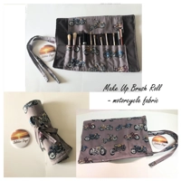 Handmade Gothic Skulls Make Up Brush Roll, Red Skull Goth Gift, Crochet Hook Storage Holder, Secret