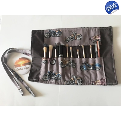 Motorcycle Make Up Brush Roll Storage Case, Motorbike Brus..
