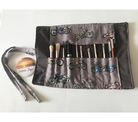 Motorcycle Make Up Brush Roll Storage Case, Motorbike Brush Holder, Biker Chick, Secret Santa, Stoc