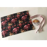 Handmade Black Floral Make Up Brush Roll Storage Case