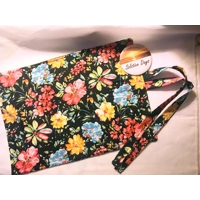 Handmade Black Floral and Polka Dot Make Up Brush Roll and Scrunchie, Ideal Secret Santa letter box