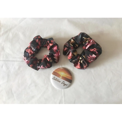 Roses hair scrunchie, hair accessory, letter box gift handmade in Yorkshire