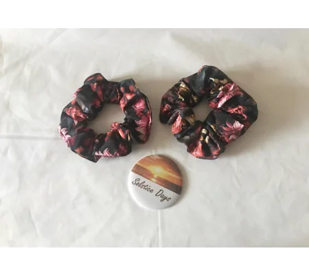 Roses hair scrunchie, hair accessory, letter box gift handmade in Yorkshire