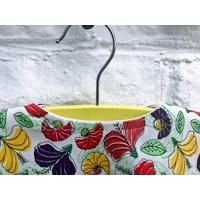 Lined White Floral Peg Bag, Cotton Laundry Bag includes a Wood Hanger