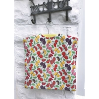 Lined White Floral Peg Bag, Cotton Laundry Bag includes a Wood Hanger