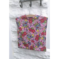 Lined Peg Bag in Pink Blue Floral Cotton Fabric, Laundry Cotton Peg Bag includes a Wood Hanger, hand