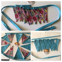 Pink & Blue Floral Cotton Bunting: Handmade Party Garland