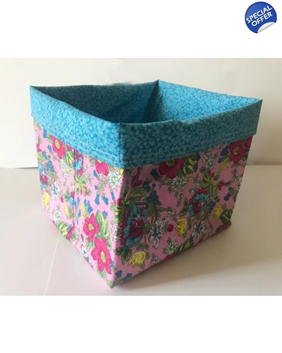 Pink and Blue fabric storage box, cotton basket, storage caddy Letter Box Gift handmade in Yorkshire Pink and Blue fabric storage box, cotton basket, storage caddy Letter Box Gift handmade in Yorkshire