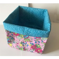 Pink and Blue fabric storage box, cotton basket, storage caddy handmade in Yorkshire