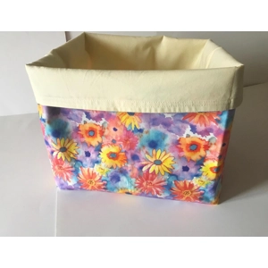 Yellow fabric storage box, cotton basket, storage caddy Mystery Box Gift handmade in Yorkshire
