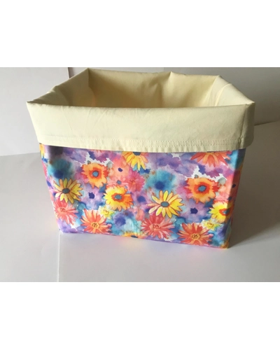 Yellow Floral fabric storage box, cotton basket, storage caddy Letter Box Gift handmade in Yorkshire Yellow Floral fabric storage box, cotton basket, storage caddy Letter Box Gift handmade in Yorkshire
