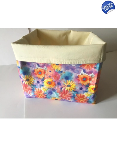 Yellow Floral fabric storage box, cotton basket, storage caddy Letter Box Gift handmade in Yorkshire Yellow Floral fabric storage box, cotton basket, storage caddy Letter Box Gift handmade in Yorkshire