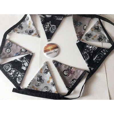 Motorcycle Bunting: Black & Grey Biker Decor (2.6 metres)