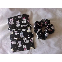 Cats Pencil Roll Case: Cats Scrunchie, Cotton Fabric, Back to School, Handmade