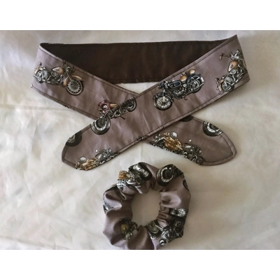 Motorcycle Scrunchie Motorbike Headband, reusable self tie..