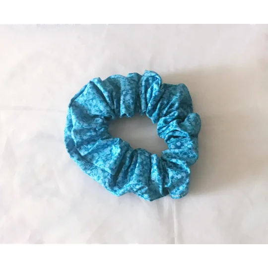 Blue and Pink Floral Self Tie Headband, Scrunchie, handmade in Yorkshire