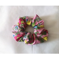 Blue and Pink Floral Self Tie Headband, Scrunchie,  handmade in Yorkshire