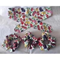 Self Tie Headband, Scrunchie, White Floral Hair Tie,  Letter Box Gift from Yorkshire