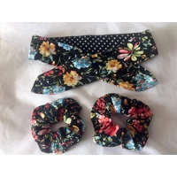 Self Tie Headband, Scrunchie, White Floral Hair Tie,  Letter Box Gift from Yorkshire