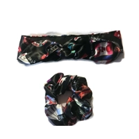 Casino Tie Headband and Satin Scrunchie, Black Scrunchie, letterbox friendly, handmade in Yorkshire