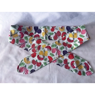 Self Tie Headband, Scrunchie, White Floral Hair Tie,  Letter Box Gift from Yorkshire