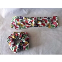 Self Tie Headband, Scrunchie, White Floral Hair Tie,  Letter Box Gift from Yorkshire