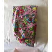 Shoulder Bag, Pink and Blue Floral Print Cotton Bag, Eco Friendly Reusable Bag For Life Handmade in