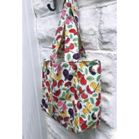 White Floral Print Cotton Shopping Bag: Handmade Eco-Friendly Tote