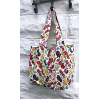 White Floral Print Cotton Shopping Bag: Handmade Eco-Friendly Tote